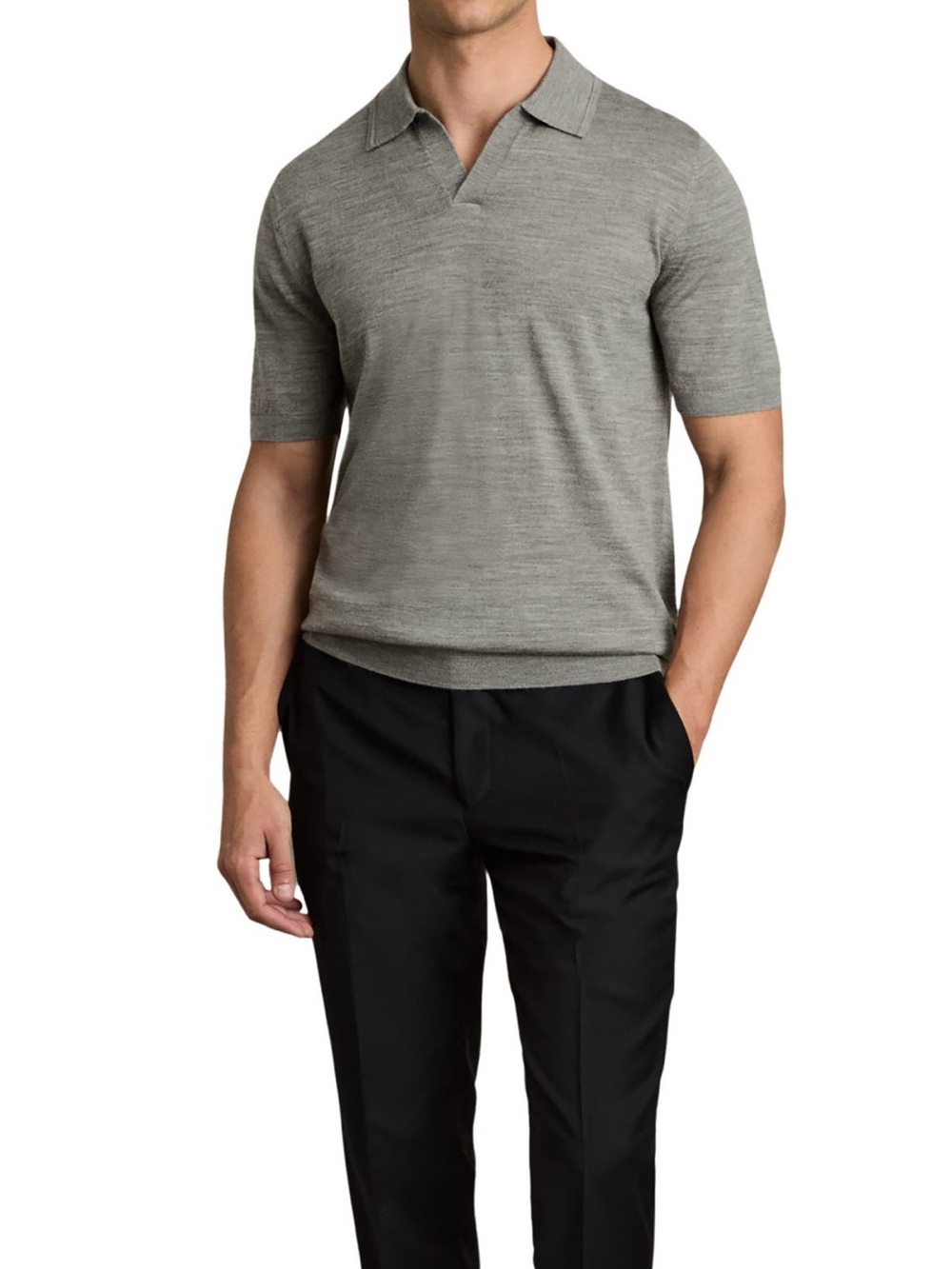Reiss Duchie Merino Grey Polo Shirt